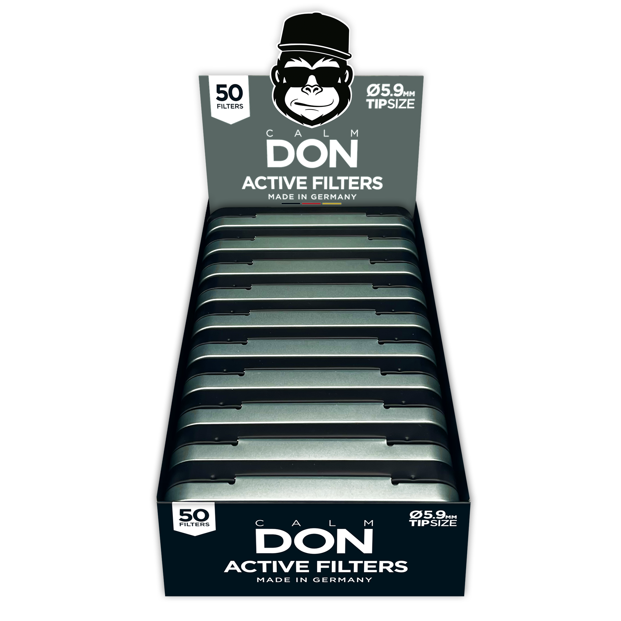 CALM DON® Active Filter 10x50 Display | Aktivkohlefilter slim ø5.9mm mit Kokos-Aktivkohle